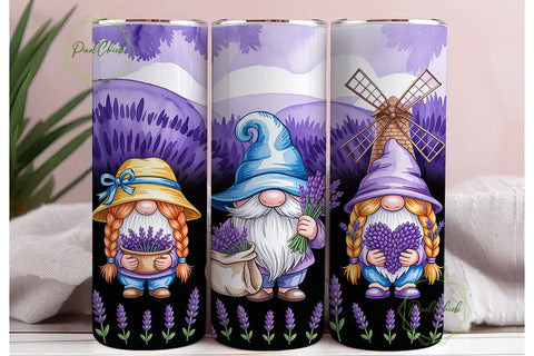Lavender Gnomes 20oz Tumbler Wrap Sublimation PixelChick 