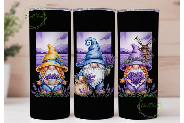 Lavender Gnomes 20oz Tumbler Wrap Sublimation PixelChick 