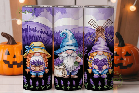 Lavender Gnomes 20oz Tumbler Wrap Sublimation PixelChick 