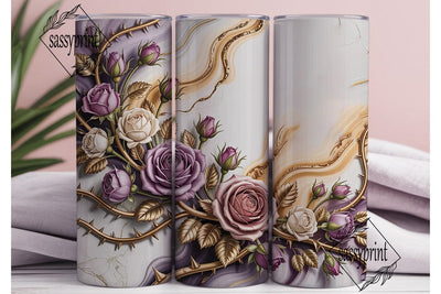 Lavender Gold Rose 20oz Tumbler Wrap Sublimation sassyprint 
