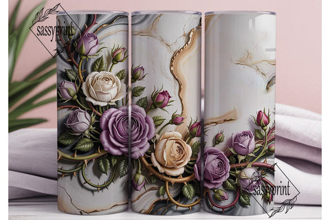 Lavender Gold Rose 20oz Tumbler Wrap Sublimation sassyprint 