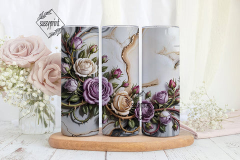 Lavender Gold Rose 20oz Tumbler Wrap Sublimation sassyprint 