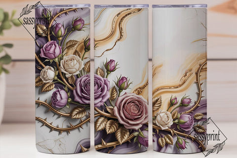 Lavender Gold Rose 20oz Tumbler Wrap Sublimation sassyprint 
