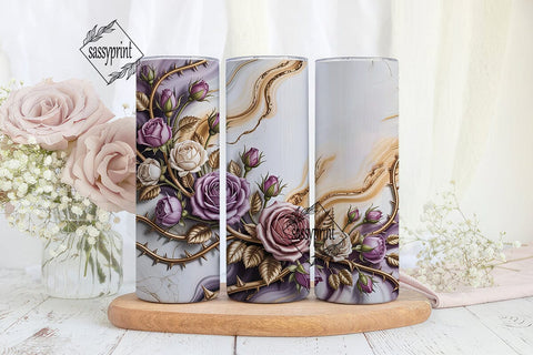 Lavender Gold Rose 20oz Tumbler Wrap Sublimation sassyprint 