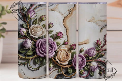 Lavender Gold Rose 20oz Tumbler Wrap Sublimation sassyprint 