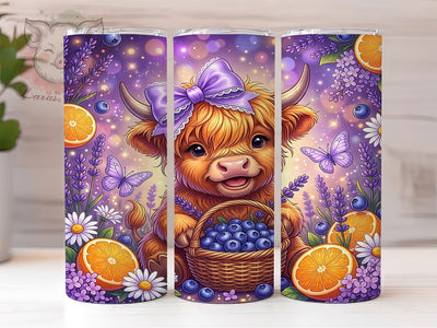 Lavender Highland Cow 20oz Tumbler, Lavender Highland Cow, Highland Cow Lavender, Lavender Cow, Highland Cow Tumbler, 20oz Tumbler, Lavender Tumbler, Tumbler Wrap Sublimation Lara' s Designs 
