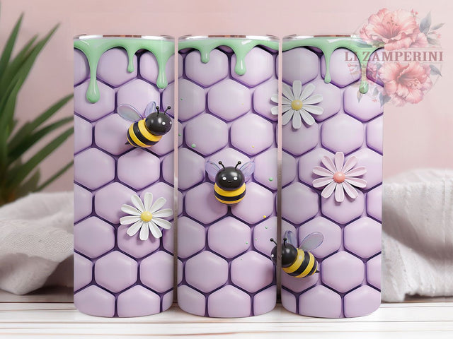 Lavender Honey Bee Glow 20oz Tumbler, Lavender Theme, Honey Bee Motif, Glow Effect, Rustic Charm, Botanical Style, Skinny Tumbler, Sublimation PNG Sublimation Li Zamperini 