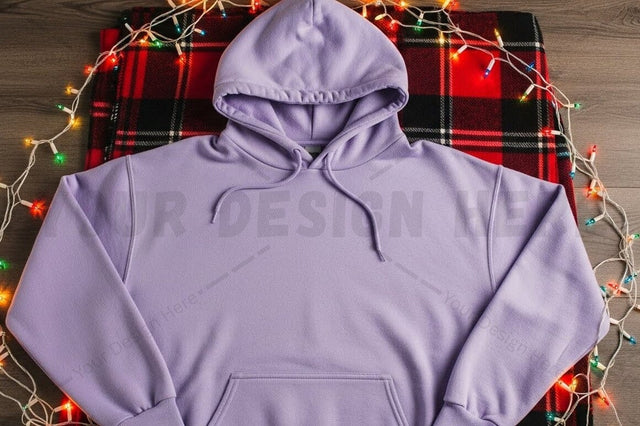 Lavender hoodie with plaid lining Mock Up Photo Designangry 