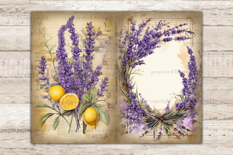 Lavender Junk Journal Pages | Vintage Botanical Ephemera SVG GlamArtZhanna 