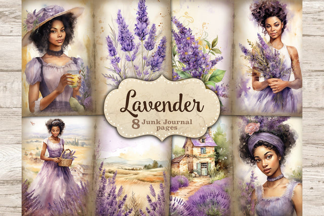 Lavender Junk Journal Paper | Vintage Journaling SVG GlamArtZhanna 