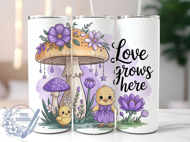Lavender Love Grows 20oz Tumbler, Family Gift, Sublimation Wrap, Floral Mug, 20oz Tumbler Design, Love Grows Quote, Spring Theme Sublimation ToriDesigns 