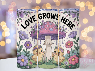 Lavender Love Grows 20oz Tumbler, Family Gift, Sublimation Wrap, Floral Mug, 20oz Tumbler Design, Love Grows Quote, Spring Theme Sublimation ToriDesigns 