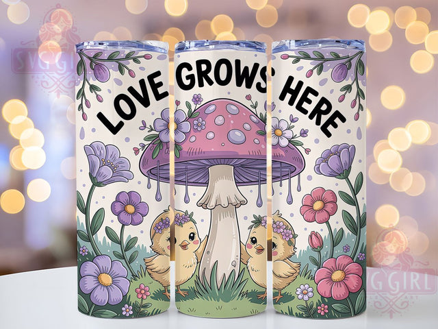 Lavender Love Grows 20oz Tumbler, Family Gift, Sublimation Wrap, Floral Mug, 20oz Tumbler Design, Love Grows Quote, Spring Theme Sublimation ToriDesigns 