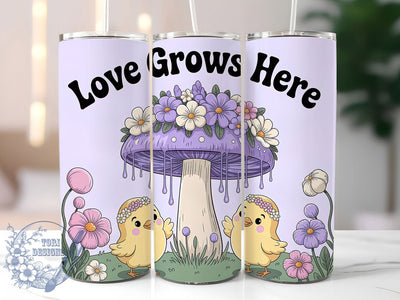 Lavender Love Grows 20oz Tumbler, Family Gift, Sublimation Wrap, Floral Mug, 20oz Tumbler Design, Love Grows Quote, Spring Theme Sublimation ToriDesigns 