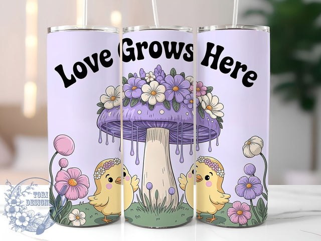 Lavender Love Grows 20oz Tumbler, Family Gift, Sublimation Wrap, Floral Mug, 20oz Tumbler Design, Love Grows Quote, Spring Theme Sublimation ToriDesigns 