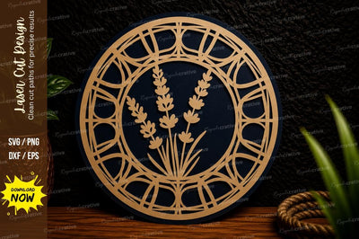 Lavender Mandala Frame Laser Cut Svg Design SVG Regulrcrative 
