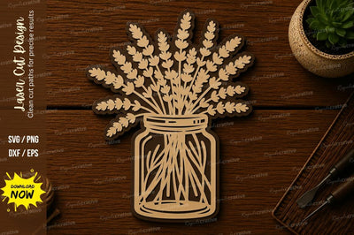 Lavender Mason Jar Floral Laser Cut SVG File SVG Regulrcrative 