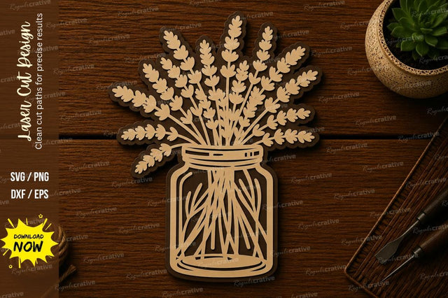 Lavender Mason Jar Floral Laser Cut SVG File SVG Regulrcrative 