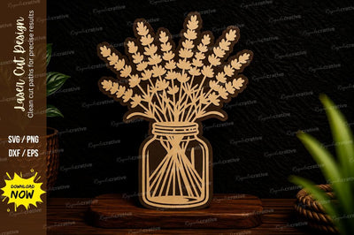 Lavender Mason Jar Laser Cut Svg Design SVG Regulrcrative 