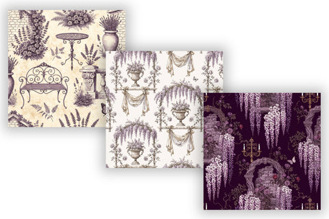Lavender Purple Toile Digital Paper, Seamless Floral Pattern Bundle, Printable Scrapbook Paper, Wedding Spring Feminine Design Bundle Digital Pattern FloridPrintables 