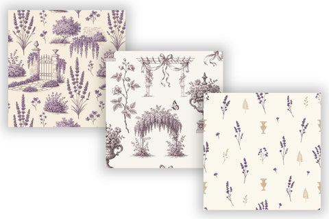 Lavender Purple Toile Digital Paper, Seamless Floral Pattern Bundle, Printable Scrapbook Paper, Wedding Spring Feminine Design Bundle Digital Pattern FloridPrintables 