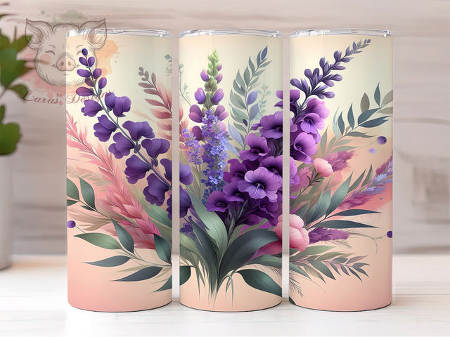 Lavender Spring Flower 20oz Tumbler Wrap, Spring Flower Design, 20oz Sublimation Tumbler, Floral Drinkware, Gift for Her, Purple Flower Tumbler, Spring Decor Tumbler Sublimation Lara' s Designs 