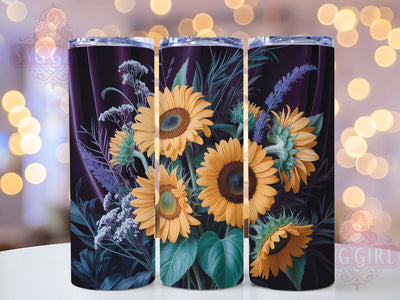 Lavender Sunflower Floral Tumbler, Sunflowers Bloom, Spring Floral, Seamless Pattern, Vibrant Style, 20Oz Tumbler, Sublimation Wrap Sublimation SvggirlplusArt 