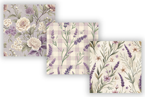Lavender Toile Digital Paper Pack, Vintage Floral Toile, Gingham & Stripe Seamless Patterns, Wedding, Scrapbooking & Printable Crafts Digital Pattern FloridPrintables 