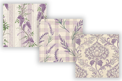 Lavender Toile Digital Paper Pack, Vintage Floral Toile, Gingham & Stripe Seamless Patterns, Wedding, Scrapbooking & Printable Crafts Digital Pattern FloridPrintables 