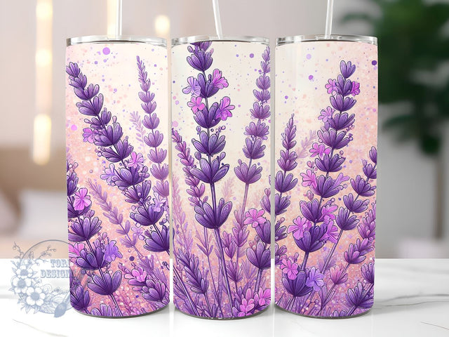 Lavender Tumbler Design, Tumbler Wrap PNG, 20 oz Skinny Tumbler Design, Lavender Tumbler Wrap Sublimation ToriDesigns 