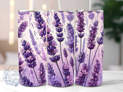 Lavender Tumbler Design, Tumbler Wrap PNG, 20 oz Skinny Tumbler Design, Lavender Tumbler Wrap Sublimation ToriDesigns 