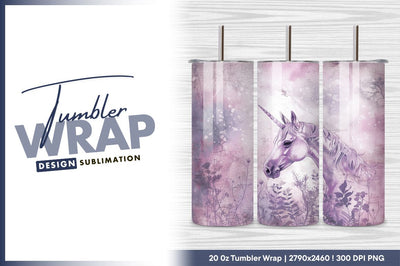 Lavender unicorn amidst foliage tumbler png design Sublimation Regulrcrative 