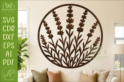 Lavender Wall Art SVG Botanical Flower Sign Laser Cut File SVG APInspireddesigns 