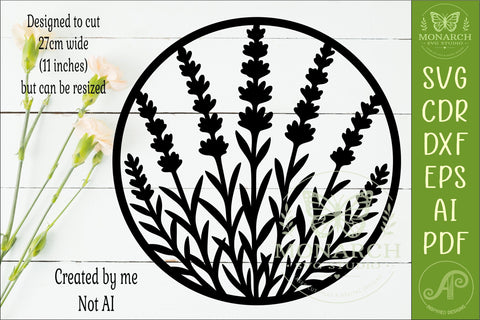 Lavender Wall Art SVG Botanical Flower Sign Laser Cut File SVG APInspireddesigns 