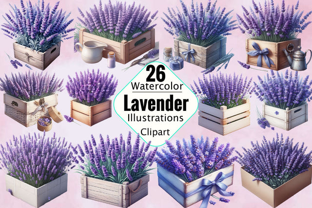 Lavender Watercolor Sublimation Clipart Bundle Sublimation SVGArt 