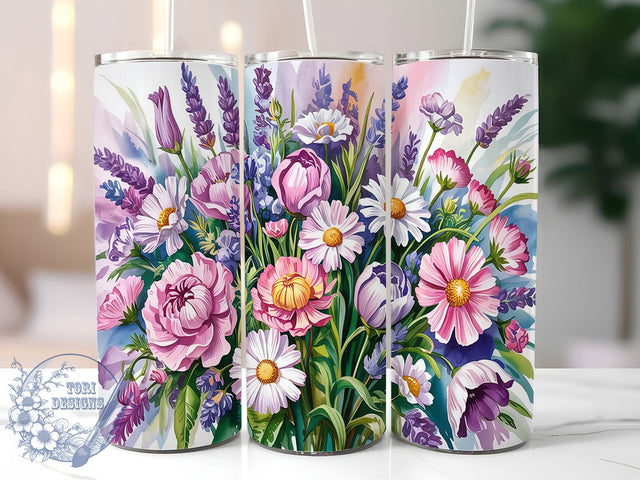 Lavender Wildflower Boho Tumbler Wrap, Wildflower Wrap PNG, 20oz Skinny Tumbler Design, Boho Floral Sublimation, Lavender Aesthetic Tumbler, Spring Flower Wrap, Botanical Tumbler Design Sublimation ToriDesigns 