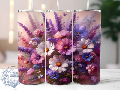 Lavender Wildflower Boho Tumbler Wrap, Wildflower Wrap PNG, 20oz Skinny Tumbler Design, Boho Floral Sublimation, Lavender Aesthetic Tumbler, Spring Flower Wrap, Botanical Tumbler Design Sublimation ToriDesigns 