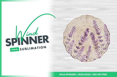 Lavender Wind Spinner Round Design on Wood Grain Background Sublimation Regulrcrative 