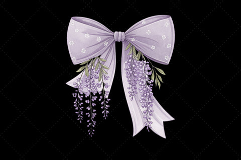 Lavender Wisteria Coquette Bow Clipart, lavender wisteria bow, coquette bow clipart, spring floral bow, wisteria flower bow, digital bow design, lavender floral bow, elegant coquette bow, spring wisteria clipart, floral bow design, purple wisteria bow Sublimation FloridPrintables 