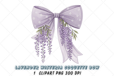 Lavender Wisteria Coquette Bow Clipart, lavender wisteria bow, coquette bow clipart, spring floral bow, wisteria flower bow, digital bow design, lavender floral bow, elegant coquette bow, spring wisteria clipart, floral bow design, purple wisteria bow Sublimation FloridPrintables 