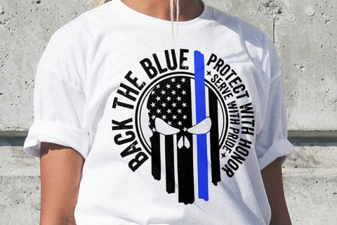 Law Enforcement Police Themed Blue Line USA Flag Vector T-shirt Design Svg File, Police Officer svg files for cricut SVG DesignDestine 