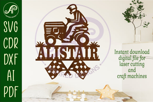 Lawn mower racing name sign svg laser cut file SVG APInspireddesigns 