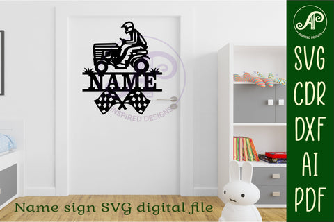 Lawn mower racing name sign svg laser cut file SVG APInspireddesigns 