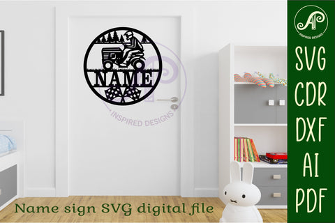Lawn mower racing name wall art sign, SVG file SVG APInspireddesigns 