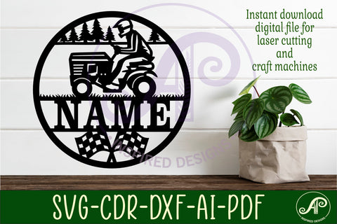 Lawn mower racing name wall art sign, SVG file SVG APInspireddesigns 