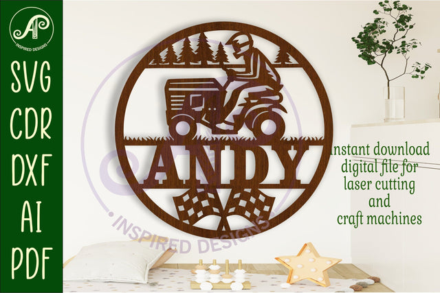 Lawn mower racing name wall art sign, SVG file SVG APInspireddesigns 