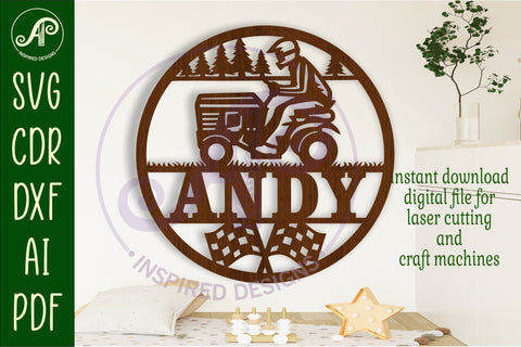 Lawn mower racing name wall art sign, SVG file SVG APInspireddesigns 