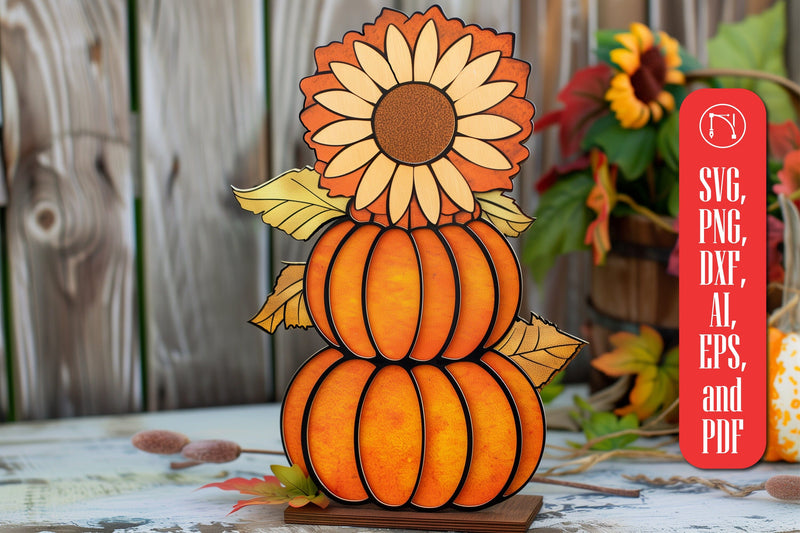 Layer Pumpkin Stack with Sunflowers SVG SVG MD JOYNAL ABDIN 