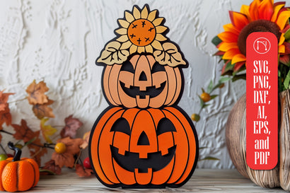 Layer Pumpkin Stack with Sunflowers SVG SVG MD JOYNAL ABDIN 