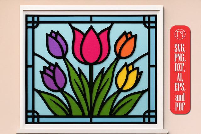 Layer Tulips 3D Shadow Box SVG cut file SVG MD JOYNAL ABDIN 